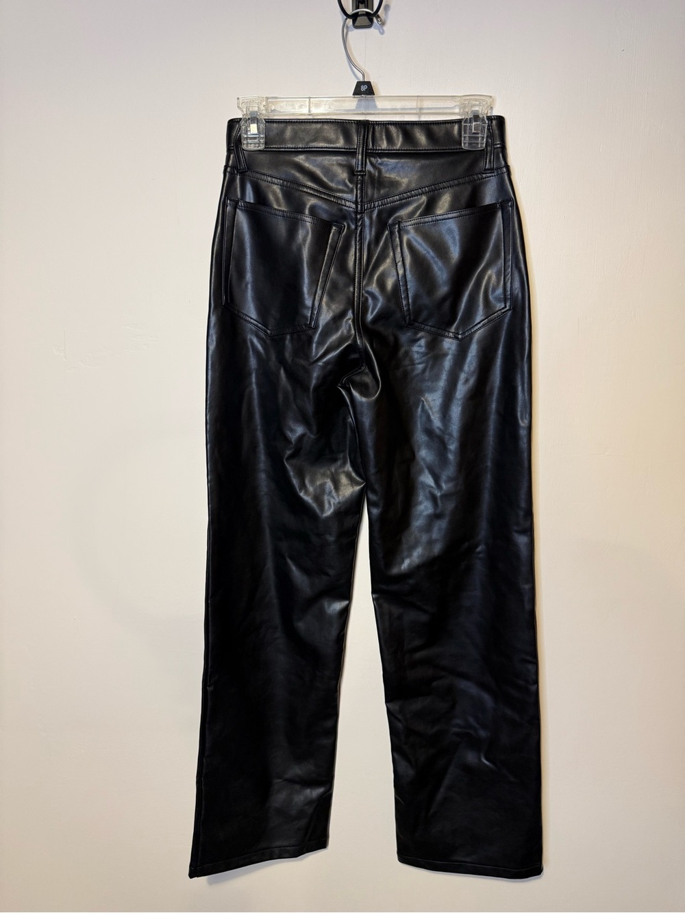 Abercrombie & Fitch The 90s Relaxed High Rise Black Leather Pants Size 26 - Picture 6 of 6